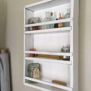 Mansfield Cabinet No. 102 - Solid Wood Spice Rack Cabinet White Wash/White