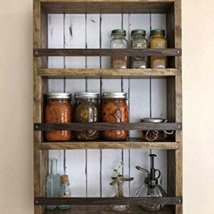 Mansfield Cabinet No. 103 - Solid Wood Spice Rack Cabinet Dark Walnut/Farmhouse Red