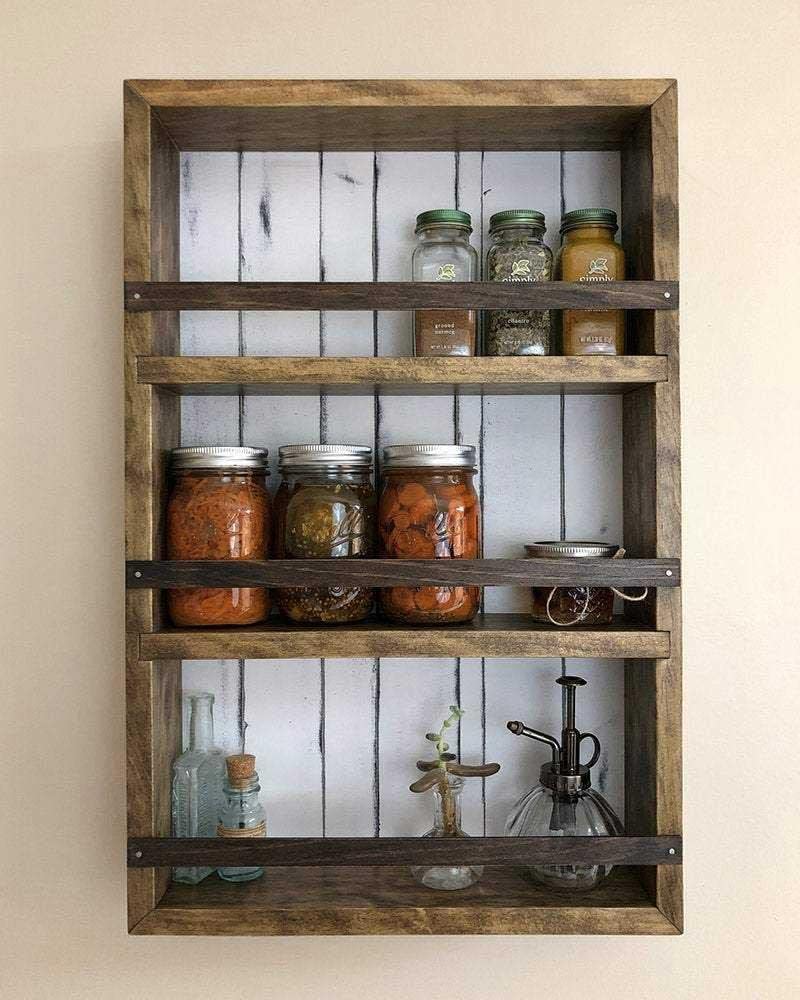 Mansfield Cabinet No. 103 - Solid Wood Spice Rack Cabinet Willow Grey/Navy Blue