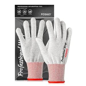 foshio vinyl wrap gloves, professional anti-static application gloves, carbon fiber vinyl wrap tool dust-free non slip working gloves (1 pair)