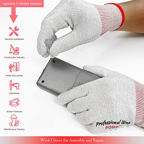 FOSHIO Vinyl Wrap Gloves, Professional Anti-Static Application Gloves, Carbon Fiber Vinyl Wrap Tool Dust-Free Non Slip Working Gloves (1 Pair)