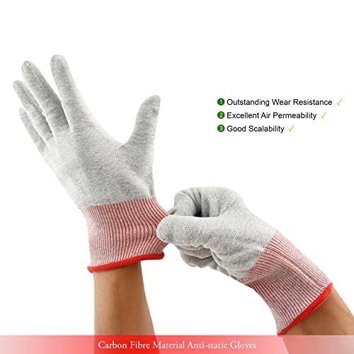 FOSHIO Vinyl Wrap Gloves, Professional Anti-Static Application Gloves, Carbon Fiber Vinyl Wrap Tool Dust-Free Non Slip Working Gloves (1 Pair)