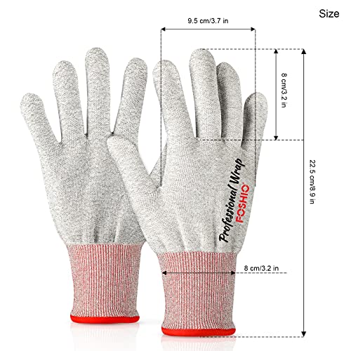FOSHIO Vinyl Wrap Gloves, Professional Anti-Static Application Gloves, Carbon Fiber Vinyl Wrap Tool Dust-Free Non Slip Working Gloves (1 Pair)