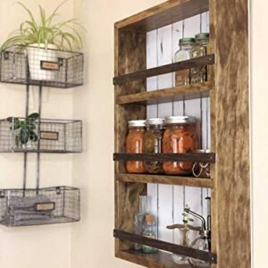 Mansfield Cabinet No. 103 - Solid Wood Spice Rack Cabinet Willow Grey/Tuscan Red