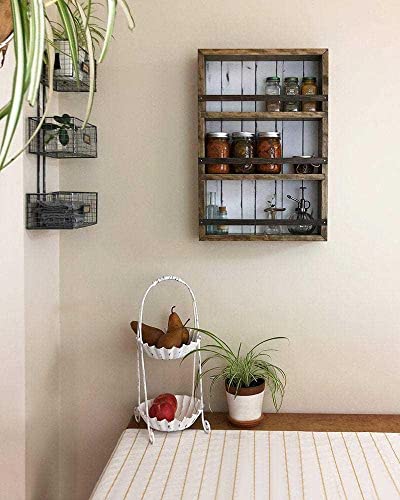 Mansfield Cabinet No. 103 - Solid Wood Spice Rack Cabinet Willow Grey/Tuscan Red