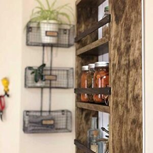 Mansfield Cabinet No. 103 - Solid Wood Spice Rack Cabinet Walnut/Khaki Green