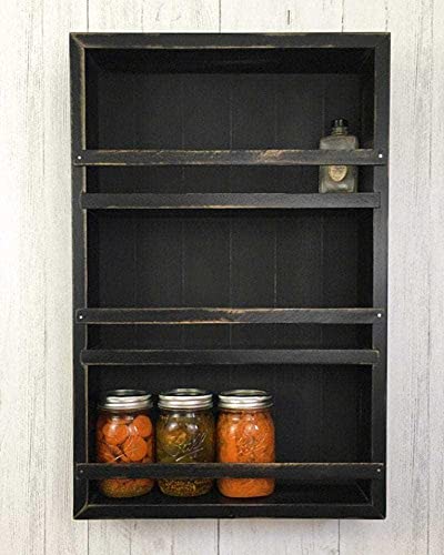 Mansfield Cabinet No. 102 - Solid Wood Spice Rack Cabinet Black/White