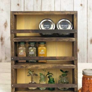 Mansfield Cabinet No. 104 - Solid Wood Spice Rack Cabinet Golden Oak/Khaki Green