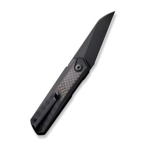 CIVIVI Ki-V Plus Front Flipper Pocket Knife, 2.52-in Nitro-V Blade Reverse Tanto Small Folding Knife, Twill Carbon Fiber Overlay On G10 Handle Utility Knife with Deep Carry Pocket Clip for Camping Hiking Hunting,6.10 inch / 155mm