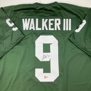 Autographed/Signed Kenneth Walker III Michigan State Green College Football Jersey Beckett BAS COA