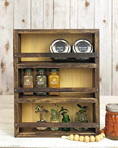 Mansfield Cabinet No. 104 - Solid Wood Spice Rack Cabinet Antique White/Tuscan Red