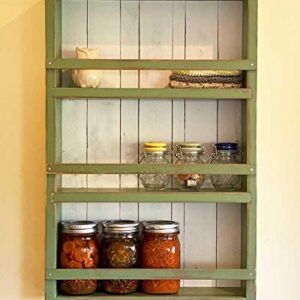 Mansfield Cabinet No. 102 - Solid Wood Spice Rack Cabinet Black/Khaki Green