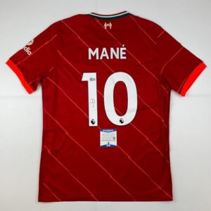 autographed/signed sadio mane liverpool red soccer jersey beckett bas coa