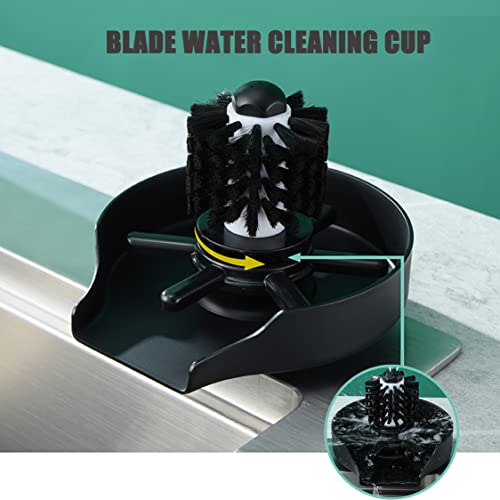 Glass Rinser for Kitchen Sink,Stainless Steel Faucet Glass Rinser， Automatic Cup Washer，Metal Bottle Rinsing Device with Brush，Matte Black