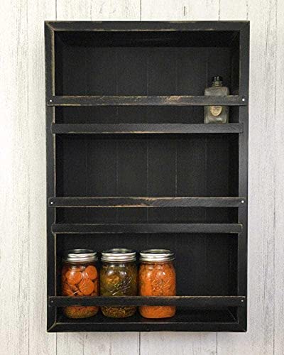 Mansfield Cabinet No. 102 - Solid Wood Spice Rack Cabinet Black/Farmhouse Red