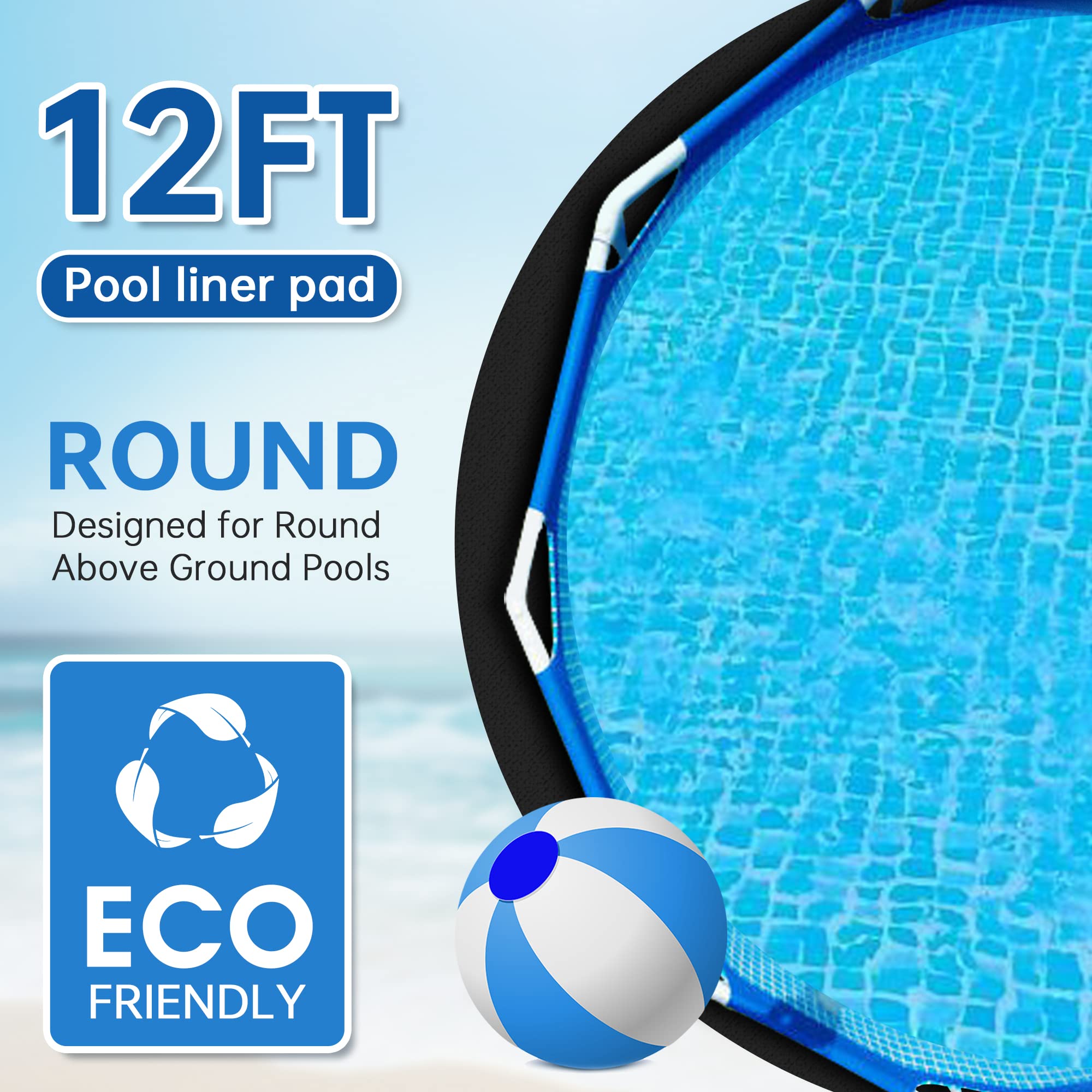 Perfin 12 Foot Round Pool Liner Pad for Above Ground Swimming Pools, Made of Durable Material - Prevents Punctures and Extends Life to The Liner…
