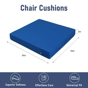 ROFIELTY Chair Cushions 24 inch for Indoor/Outdoor use, Patio Outdoor Seat Cushion, Comfortable Outdoor Furniture Patio Chair Cushion (Blue, 24x24x3)