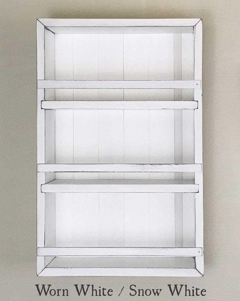 Mansfield Cabinet No. 102 - Solid Wood Spice Rack Cabinet White/Cascade Blue