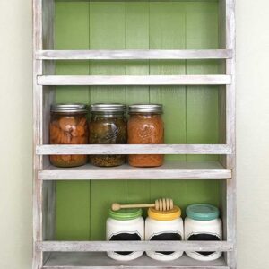 Mansfield Cabinet No. 102 - Solid Wood Spice Rack Cabinet White/Cascade Blue