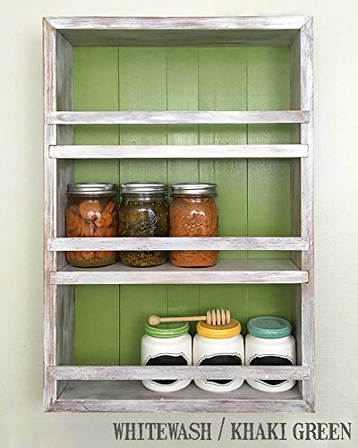 Mansfield Cabinet No. 102 - Solid Wood Spice Rack Cabinet Khaki Green/Black