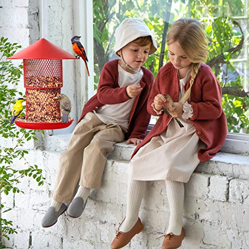 Metal Bird Feeders Cardinal Bird Feeder Retractable Birdfeeders Outside Hanging Garden Yard Outside Decoration 7 LB