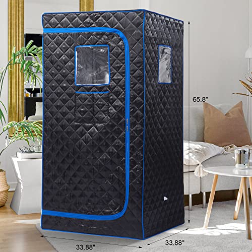 Smartmak Full Size Steam Sauna Tent for Home, Portable 1 Person Spa Room for Detox Therapy, Relaxation Steamers NOT Included (33.9" L*33.9" W*65.8" H Black)