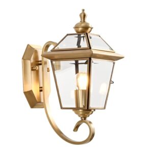 GAAZIE 13.7in Copper Porch Light Oil-Rubbed Brass Outdoor Wall Lights with Beveled Glass,Exterior Wall Sconce for Porch & Patio Light,1 Pack