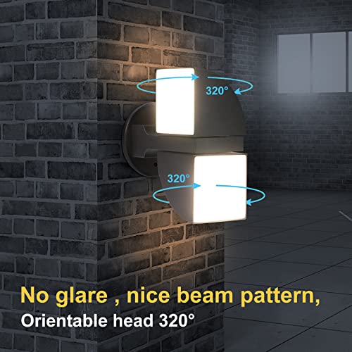 WEYOND Outdoor Porch Lights 320° Rotatable 4000K 1300LM, Outdoor Light Fixture LED Integrated, Waterproof Matte Black, Indoor and Outdoor Modern Wall Sconce Decorative for Porch, Patio, Garage, Room
