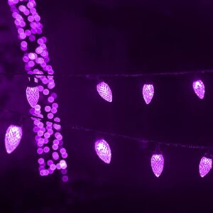 Dazzle Bright Halloween Lights, 100 LED 33 FT C6 String Lights with 8 Modes, Connectable Halloween Decorations for Indoor Outdoor for Tree Patio Party Decor (Purple)