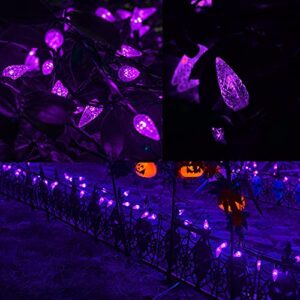 Dazzle Bright Halloween Lights, 100 LED 33 FT C6 String Lights with 8 Modes, Connectable Halloween Decorations for Indoor Outdoor for Tree Patio Party Decor (Purple)