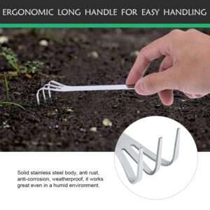 Honiwu Root Rake for Bonsai, Stainless Steel 3-Prong Loosen Soil Bonsai Tree Tools with Ergonomic Handle for Garden Lawn