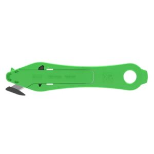 riteknife cb100 box cutter, concealed blade avoids contact with skin, flowthrough technology™ minimizes friction, optimal blade angle lowers force needed for cutting, ergonomic ambidextrous handle