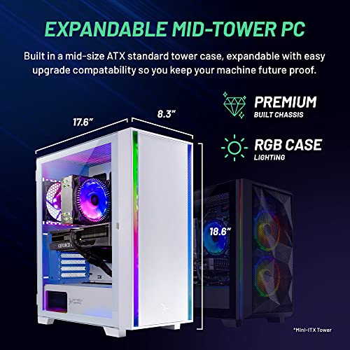 Skytech Gaming Shiva II Gaming PC Desktop – Intel Core i5 12400F 2.5 GHz, NVIDIA RTX 3060, 500GB NVME SSD, 16GB DDR4 RAM 3200, 650W Gold PSU, 11AC Wi-Fi, Windows 11 Home 64-bit,White