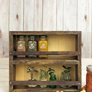 Mansfield No. 104 1/2 - Solid Wood Spice Rack Cabinet Walnut/Khaki Green