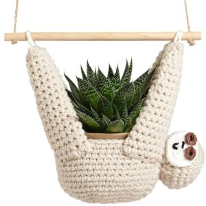 evbopa sloth gifts sloth plant hanger for succulent pot hanging planter for plant lovers home decor planter macrame plant hanger | 5 inch plant holder