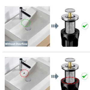 KKDFTU® 2 in 1 Bathroom Sink Drain Kit with Flexible & Expandable P-Trap, Suitable for 1-1/2'' Drain Hole, Pop Up Drain with Built-in Anti-Clogging Stopper Fits Overflow or No Overflow Vessel Sink