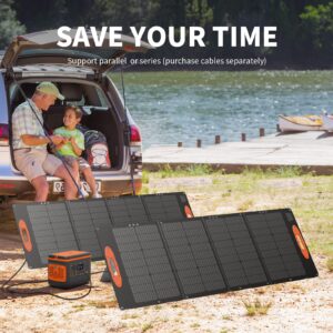 TWELSEAVAN 160W Portable Solar Panel for Jackery/EF/Bluetti/Anker/Goal Zero Power Station, IP68 Waterproof 23.5% Efficiency ETFE Foldable Solar Charger with Adjustable Kickstand for Camping Outdoor