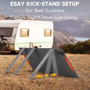 TWELSEAVAN 160W Portable Solar Panel for Jackery/EF/Bluetti/Anker/Goal Zero Power Station, IP68 Waterproof 23.5% Efficiency ETFE Foldable Solar Charger with Adjustable Kickstand for Camping Outdoor