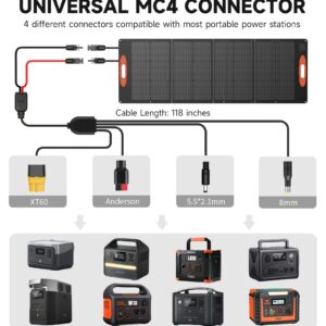 TWELSEAVAN 160W Portable Solar Panel for Jackery/EF/Bluetti/Anker/Goal Zero Power Station, IP68 Waterproof 23.5% Efficiency ETFE Foldable Solar Charger with Adjustable Kickstand for Camping Outdoor