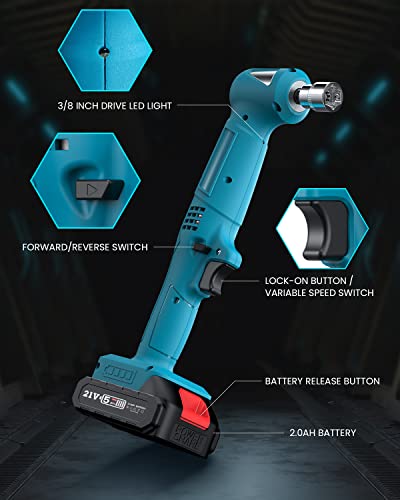 Seesii 3/8" Cordless Ratchet High Torque, 70Ft-lbs Electric Ratchet Wrench Set w/Two 2.0Ah Batteries,21V 2100 RPM Variable Speed Ratcheting Wrench w/ 6 Sockets,1/4'' Adapters,3'' Extension Bar, RT700