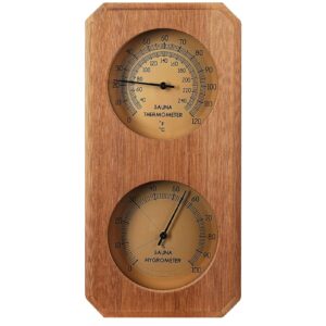 homaisson 2 in 1 sauna thermometer and hygrometer, wooden sauna hygrothermograph indoor humidity temperature measurement for sauna room accessories-10 x 5’’