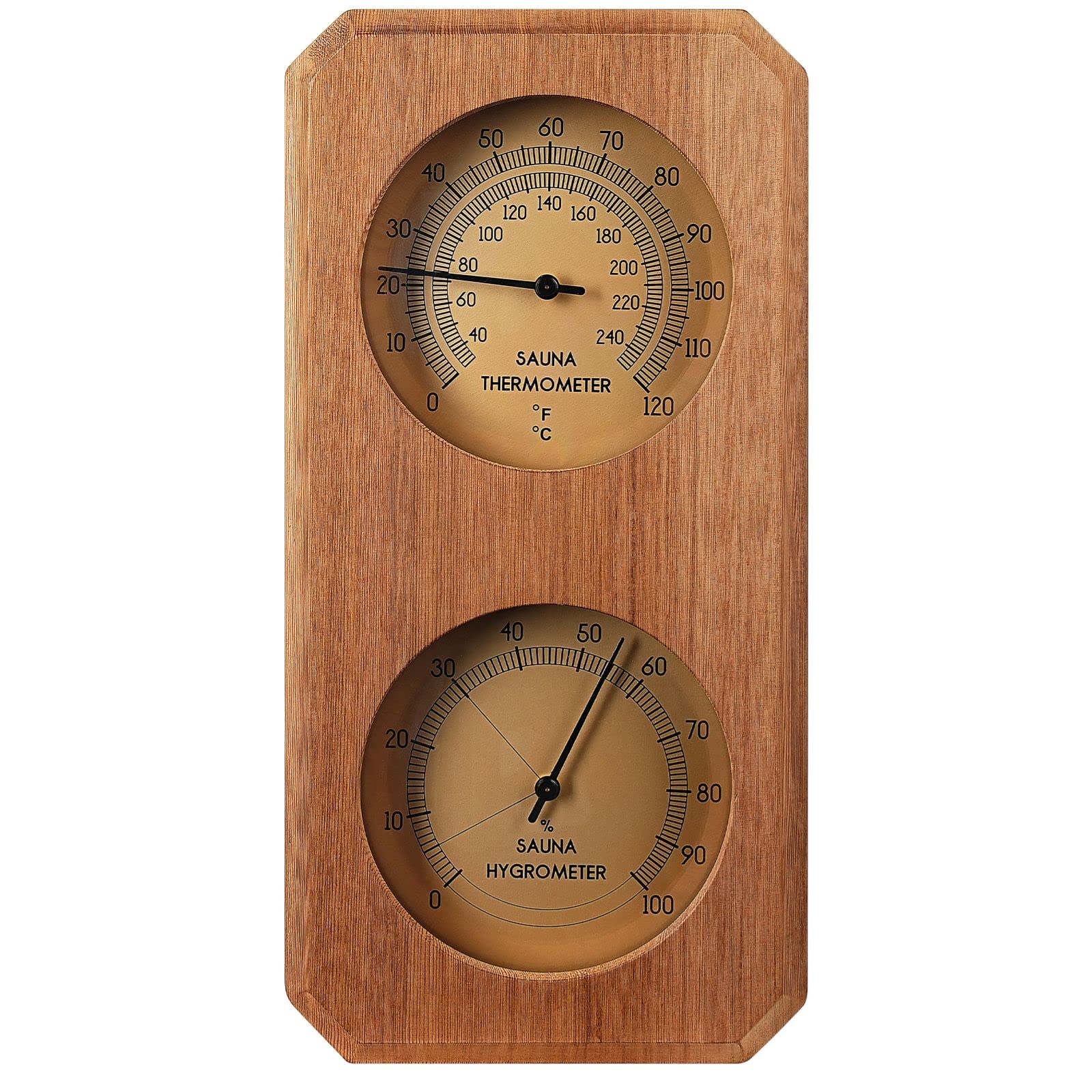 Homaisson 2 in 1 Sauna Thermometer and Hygrometer, Wooden Sauna Hygrothermograph Indoor Humidity Temperature Measurement for Sauna Room Accessories-10 x 5’’