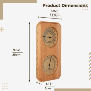 Homaisson 2 in 1 Sauna Thermometer and Hygrometer, Wooden Sauna Hygrothermograph Indoor Humidity Temperature Measurement for Sauna Room Accessories-10 x 5’’