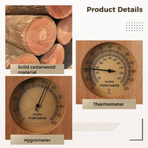 Homaisson 2 in 1 Sauna Thermometer and Hygrometer, Wooden Sauna Hygrothermograph Indoor Humidity Temperature Measurement for Sauna Room Accessories-10 x 5’’