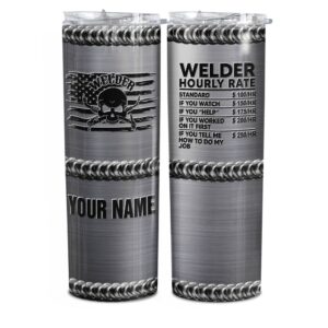 n namesiss all over printed tumbler, welder tumbler, welder skinny tumbler, welder hourly rate iron skinny tumbler 20oz custom your name, stainless steel tumbler 20oz, gift for him, father's day gift