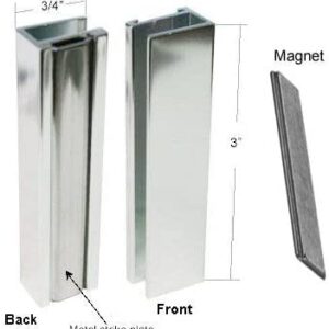 SDB Bright Chrome Shower Door U-Channel with Metal Strike and Magnet