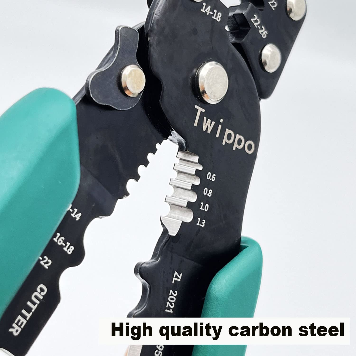 Twippo Crimping Tool, Wire Crimper Tool with Stripper Cutter, Crimping Pliers for Open Barrel Terminals and Heat Shrink Connectors, Crimping for 26-10 AWG, Stripping for 22-16 AWG