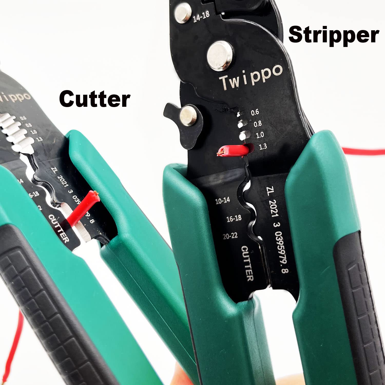 Twippo Crimping Tool, Wire Crimper Tool with Stripper Cutter, Crimping Pliers for Open Barrel Terminals and Heat Shrink Connectors, Crimping for 26-10 AWG, Stripping for 22-16 AWG