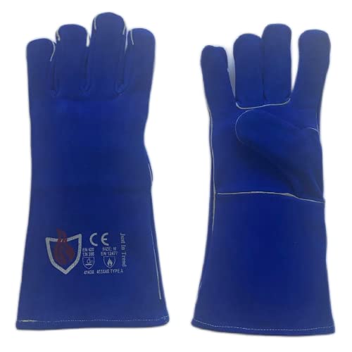 Just In Trend Flame/Heat Resistant Welding Gloves - Polycot Lining - Royal Blue - XLarge - 1 Pair