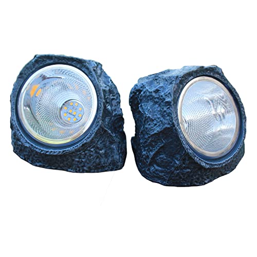 EiGreen Solar Landscape Lights, Garden Rock Lights Outdoor,2 Pack 10 LED Waterproof Outdoor Landscape Lights Rock with Ground Plug,Garden Outdoor Decoration (Warm White, 2pack)